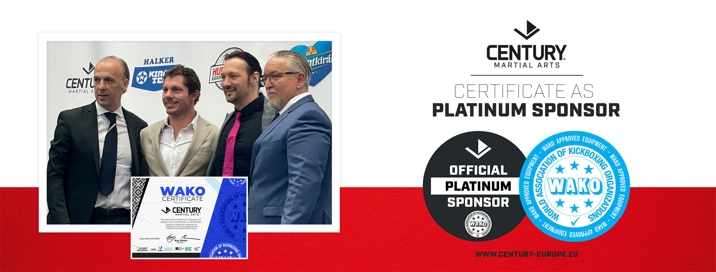 CENTURY MARTIAL ARTS ist für 4 Jahre Platinum Sponsor und Produktpartner der World Association of Kickboxing Organizations (WAKO)!