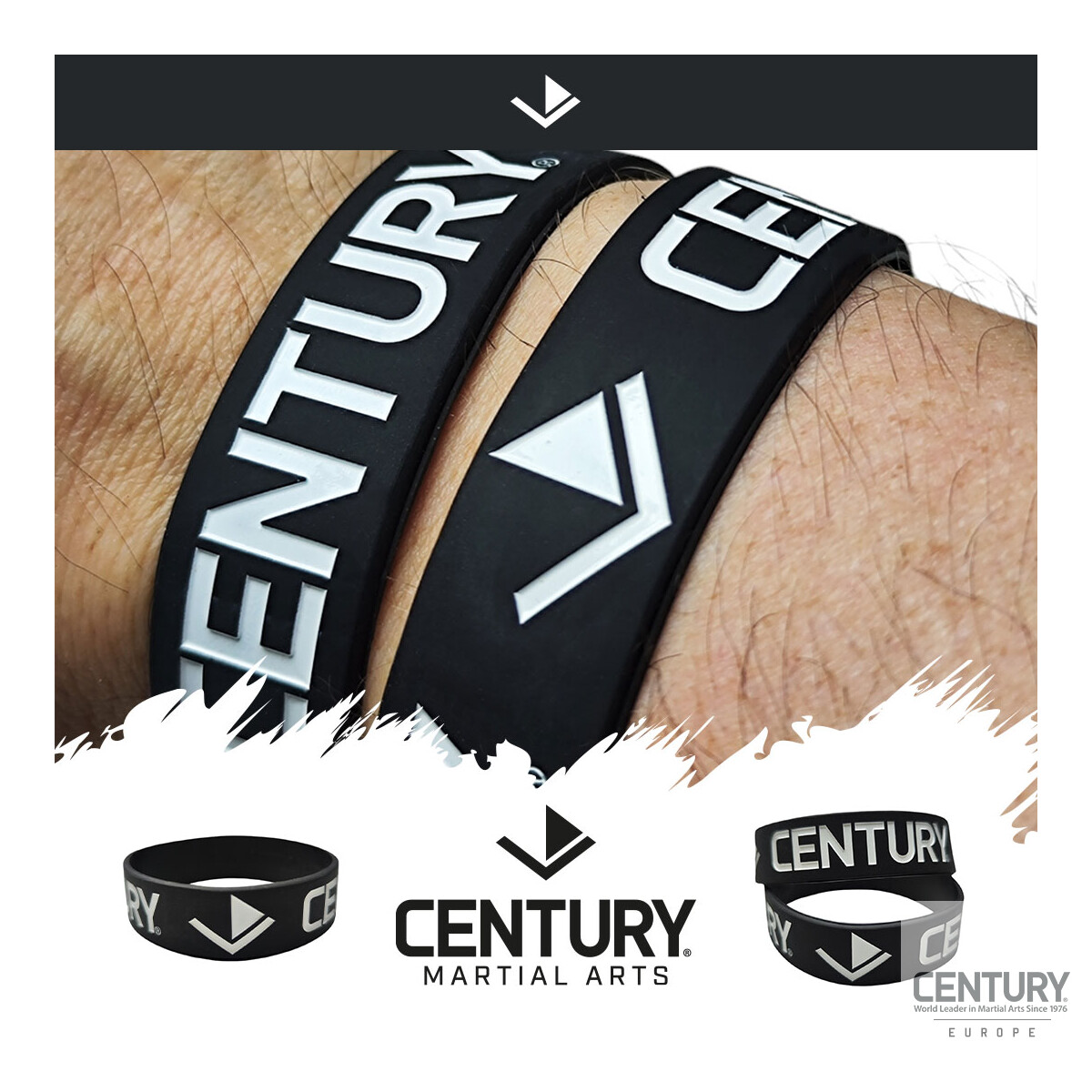 CENTURY Silikon Armband schwarz/weiß 19mm